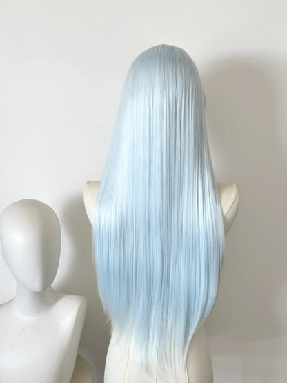 White Blue Lace Front Wig for Women 13x4 HD 26inch Long Straight Hair Wig Synthetic Lace Wigs Lace Front Frontal for Cosplay