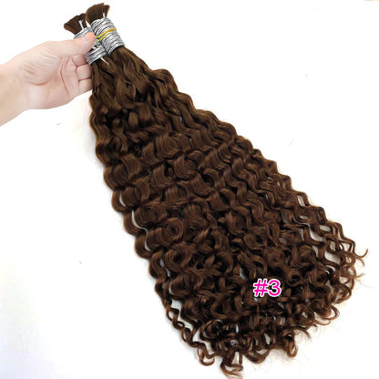 Curly Deep Wave Hair Bulks for Boho Braids 100% Human Hair Extensions No Weft Blonde Red 613 27-613 Vietnamese Hair 30inch