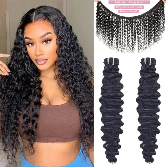 15A Deep Wave Bundles Human Hair 100% Real Human Hair Unprocessed Brazilian Virgin Hair Deep Wave Human Hair Weave Bundles