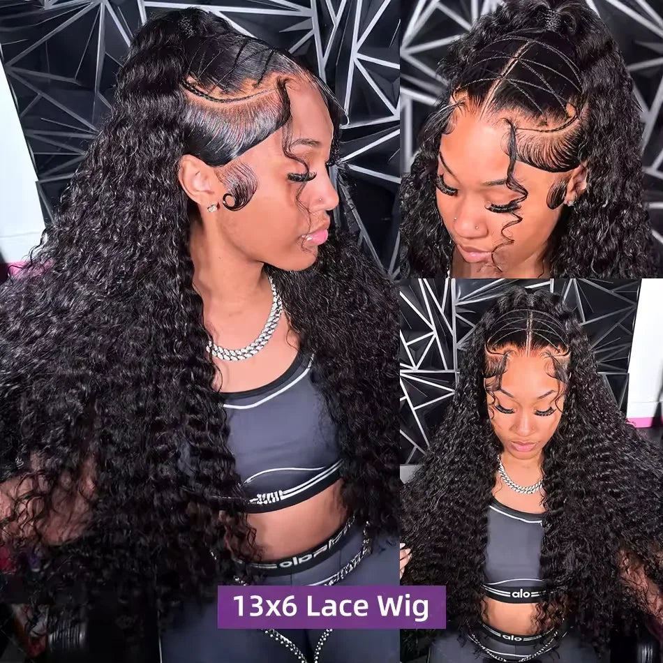38Inch 13x6 HD Human Hair Lace Frontal Wigs Water Curly Natural Baby Hair 13X4 Loose Deep Wave Brazilian For Women 200 Density