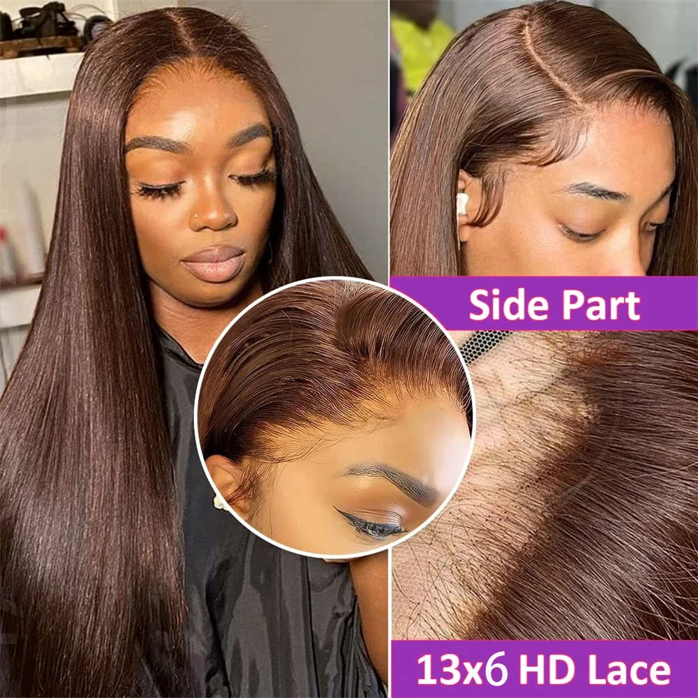 Chocolate Brown Lace Front Wigs Human Hair For Women 13x4 13x6 Frontal Wig Straight Human Hair 36 38 Inch Lace HD Frontal Wig