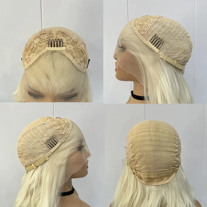 Long Blonde Highlight Natural Wave Long Curly Wavy 13X4 Lace Front Wigs for Women Honey Blonde Mixed 613 Colored Synthetic Hair