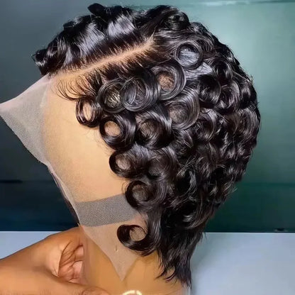 Women's Curly Human Hair Wig 13x4 Lace Frontal with Baby Hair Natural Looking Hair Replacement System