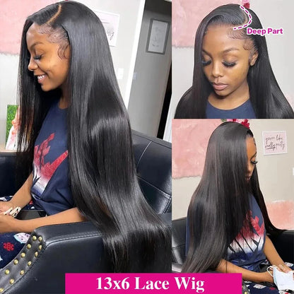 13x6 Bone Straight Human Hair Wigs 13x4 Brazilian HD Transparent Lace Front Wig Hd Full  HD Lace Human Hair Wig For Women 38Inch
