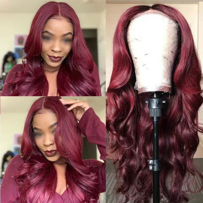 European Style Wine Red Big Wave Curly Hair Women's Full Wig High-temperature Silk Daily Wear Festival Party Supplies Long Wigs