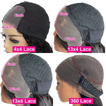 10-16 Inch 4x4/13x4 HD Lace Front 400% Kinky Straight Human Hair Bob Wig PrePlucked Wear And Go Body Wave Glueless Wig For Women