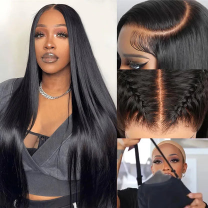 HD Transparent Lace Front Human Hair Wigs Bone Straight 13x4 13x6 Black Color Natural Looking 200 Density High Quality For Women