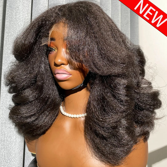 Glueless Bouncy Curly Wigs 16-36 Inch 100% Human Hair Wigs 360 HD Lace Frontal Wigs 400 Density Kinky Straight Wigs Wear And Go