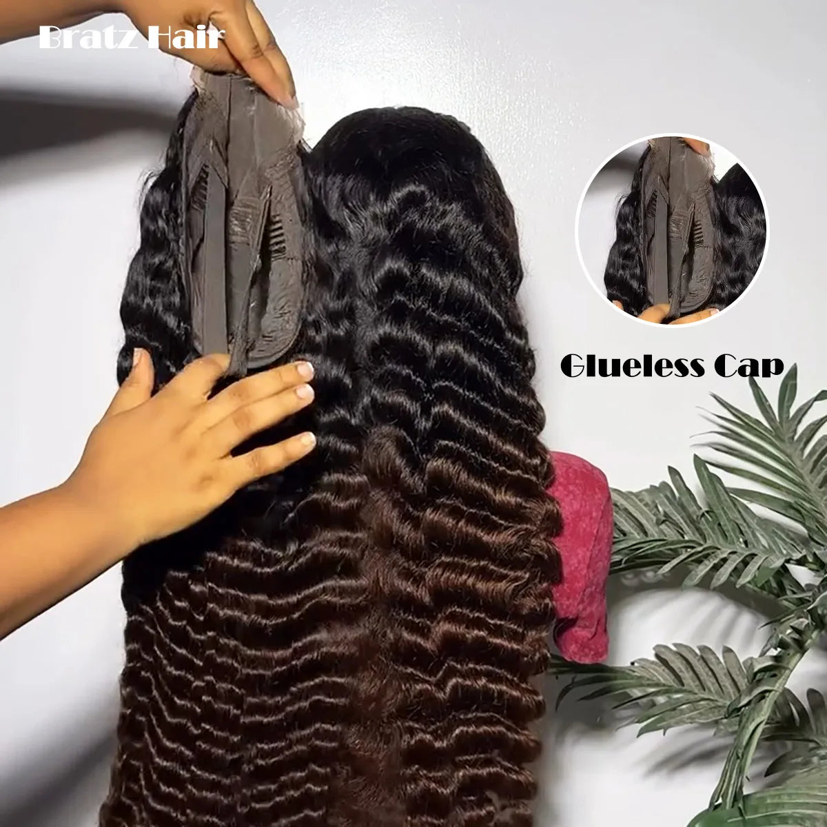 Human Hair Ombre Black Brown Deep Wave Wig Ready to Wear 13x4 HD Lace Front Glueless Wig for Woman T1B/4 Colored Deep Wave Wigs
