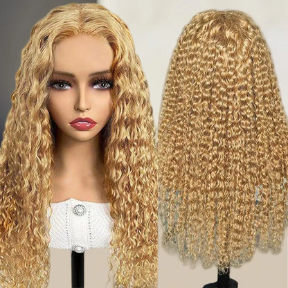 Deep Wave Wig, Middle Part, Machine-Woven Synthetic Hair, For Women