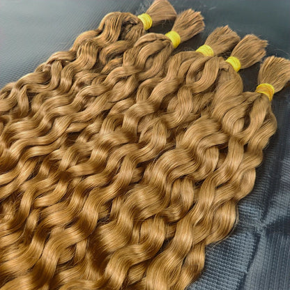 Curly Deep Wave Hair Bulks for Boho Braids 100% Human Hair Extensions No Weft Blonde Red 613 27-613 Vietnamese Hair 30inch