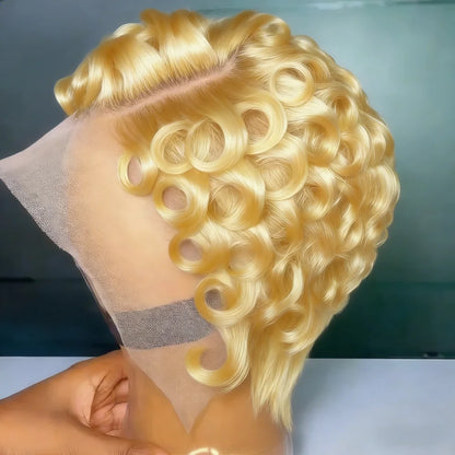 Women's Curly Human Hair Wig 13x4 Lace Frontal with Baby Hair Natural Looking Hair Replacement System