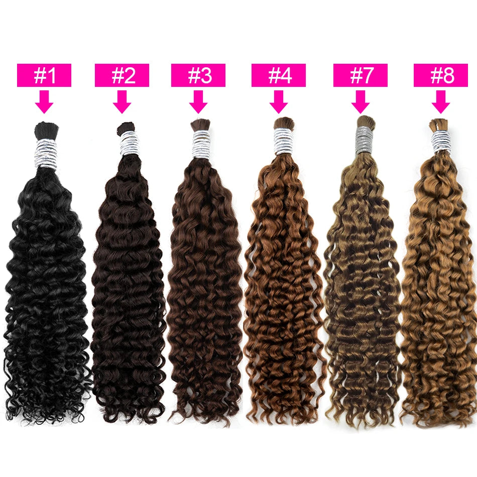 Curly Deep Wave Hair Bulks for Boho Braids 100% Human Hair Extensions No Weft Blonde Red 613 27-613 Vietnamese Hair 30inch