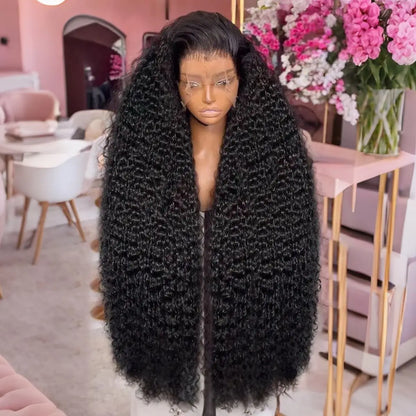 Kinky Curly HD Full Lace Frontal 13X4X1 Wig For Black Women Mother Gifts Preplucked With Baby Hair Heat Resistant Fiber Soft