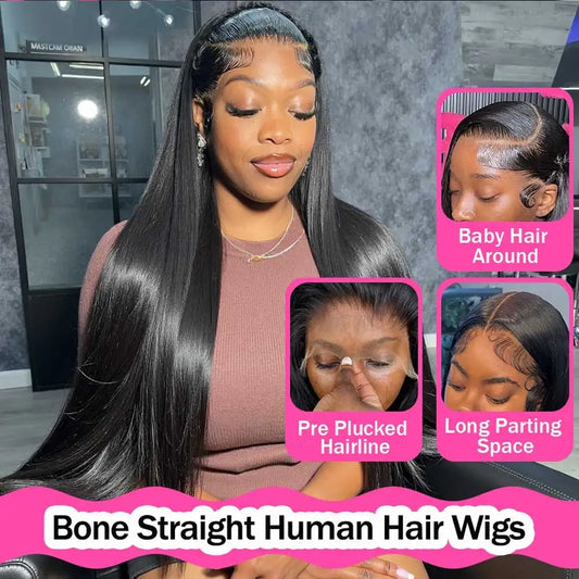 32Inch Straight Human Hair Wigs 13x4 13x6 HD Lace Frontal Wigs For Women Glueless Bone Straight Lace Front Human Hair Wigs