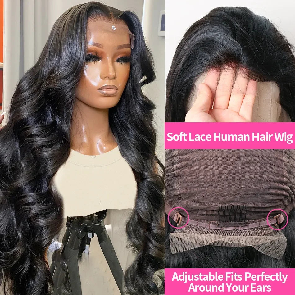 30 38Inch Hd Transparent Lace Frontal Wig 13x4 Body Wave Human Hair Wigs For Black Women Glueless Wigs Loose Deep Wavy Hair