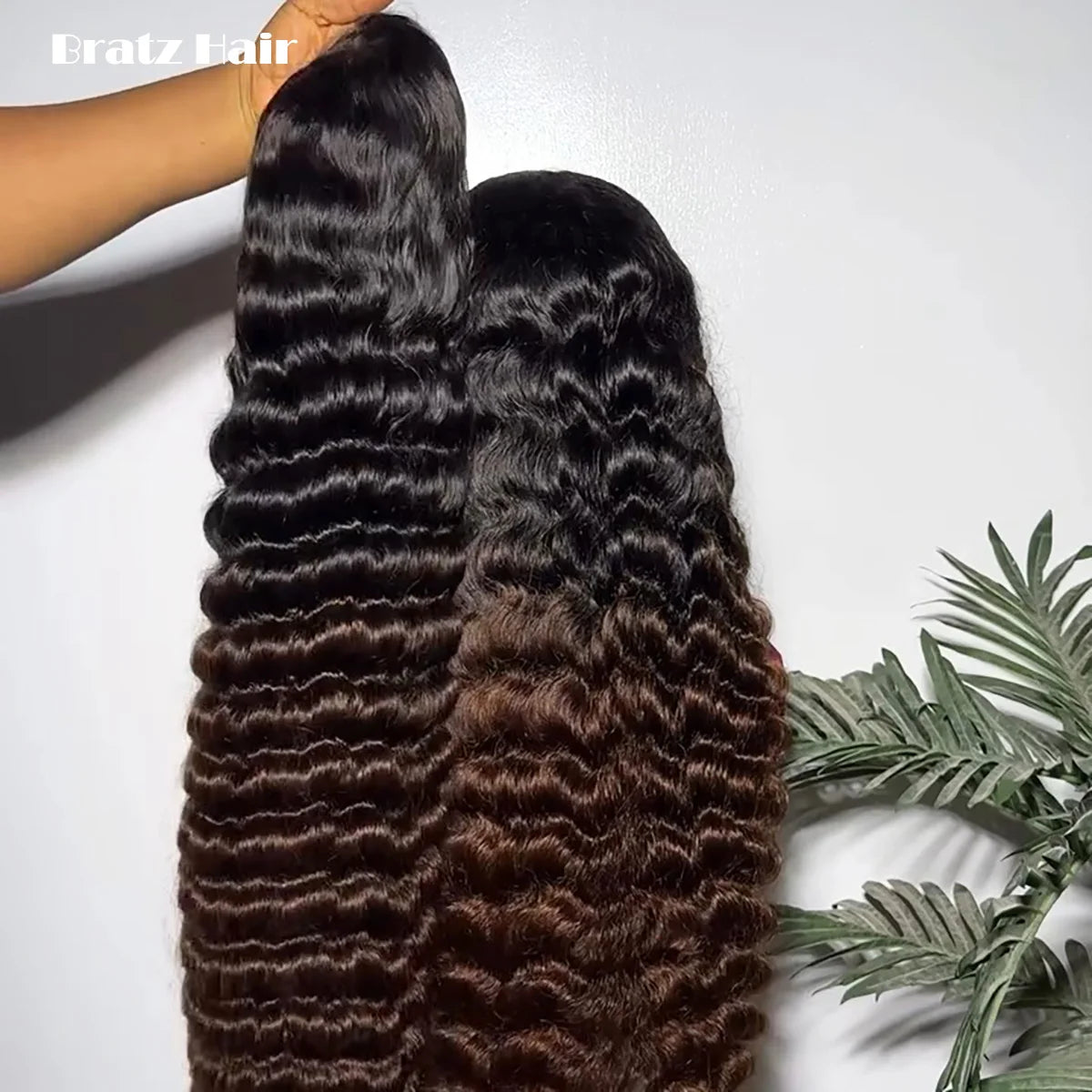Human Hair Ombre Black Brown Deep Wave Wig Ready to Wear 13x4 HD Lace Front Glueless Wig for Woman T1B/4 Colored Deep Wave Wigs