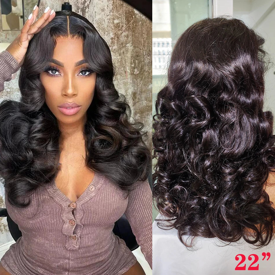 100% Double Drawn Hair Bouncy Curly 13x4 HD Lace Frontal Wig 250 Density Glueless Wear And Go Loose Body Wave Lace Closure Wigs