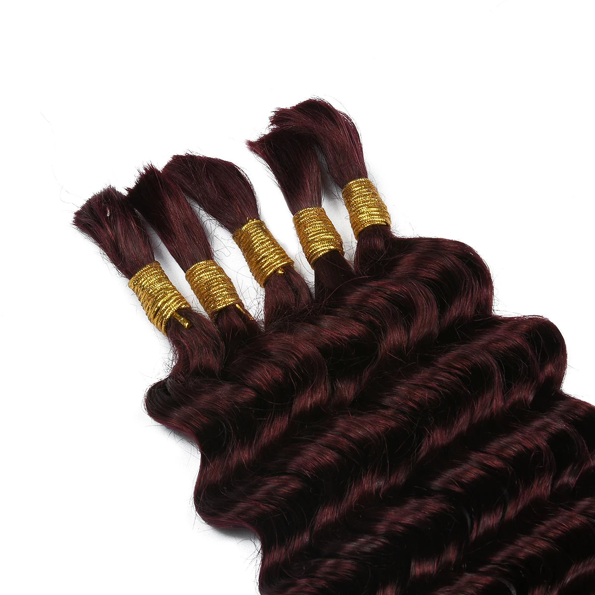 Deep Wave 100% Human Hair Bulk for Boho Braid 99J No Weft Deep Curly Brazilian Remy Bulk Hair for Braiding Hair Extension