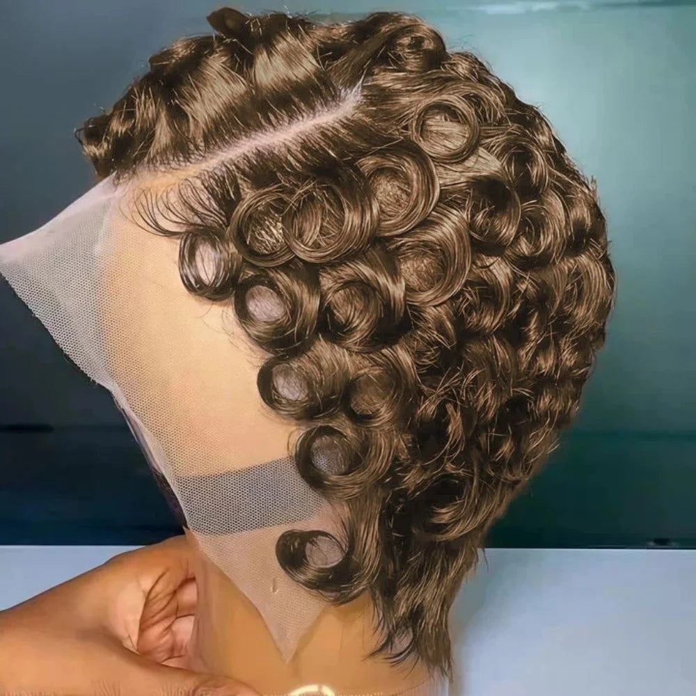 Women's Curly Human Hair Wig 13x4 Lace Frontal with Baby Hair Natural Looking Hair Replacement System