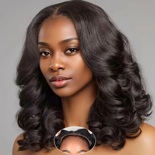 100% Double Drawn Hair Bouncy Curly 13x4 HD Lace Frontal Wig 250 Density Glueless Wear And Go Loose Body Wave Lace Closure Wigs