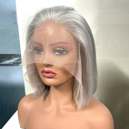 Human Hair Wigs HD 13x4 Lace Frontal Wig Short Straight Bob Hair Light Brown Blonde Mixed Piano Wig for Afro Women Use Brazilian