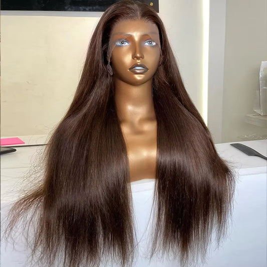 Chocolate Brown Lace Front Wigs Human Hair For Women 13x4 13x6 Frontal Wig Straight Human Hair 36 38 Inch Lace HD Frontal Wig