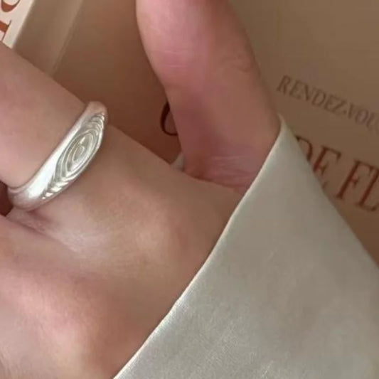 Metal Rings For Women Simple Geometric Handmade Irregular Retro Prints Ring Allergy For Birthday Gift
