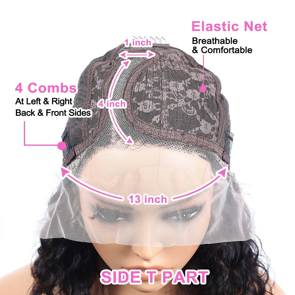 Short Curly Human Hair Bob Wig Water Lace Front Human Hair Wigs ForWomen PrePlucked Brazilian Glueless 13x4 Lace Wig Unikyhair