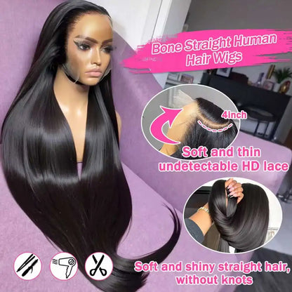 32Inch Straight Human Hair Wigs 13x4 13x6 HD Lace Frontal Wigs For Women Glueless Bone Straight Lace Front Human Hair Wigs