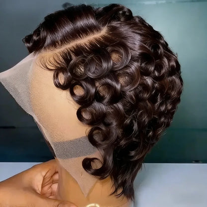 Women's Curly Human Hair Wig 13x4 Lace Frontal with Baby Hair Natural Looking Hair Replacement System
