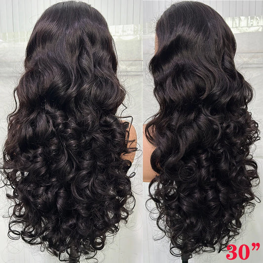 100% Double Drawn Hair Bouncy Curly 13x4 HD Lace Frontal Wig 250 Density Glueless Wear And Go Loose Body Wave Lace Closure Wigs