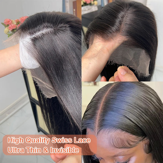 HD 13x4 13x6 Lace Frontal Wigs 200 Density Straight Vietnamese 100% Human Hair Pre Plucked 5x5 Lace Closure Wigs For Women