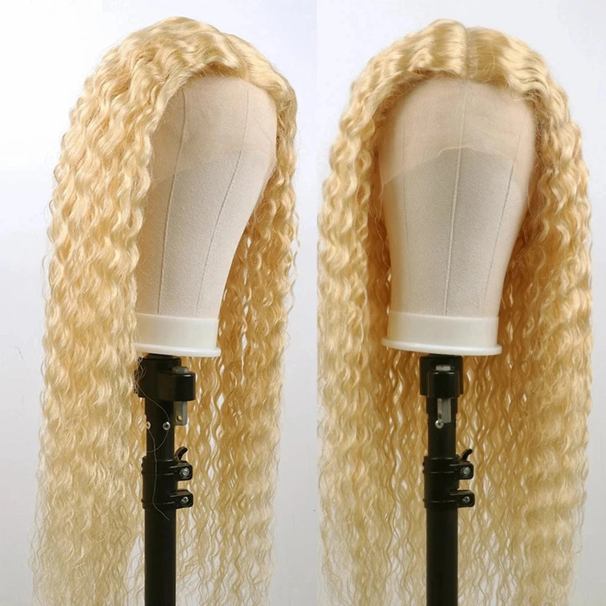 Deep Wave  613 Light Blonde Virgin Brazilian Human Hair Wig 5x5 Silk Top Closure Wig with Baby Hair Silk Base Curly Hair Wig