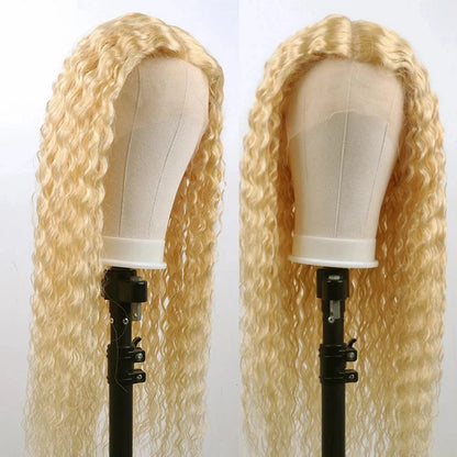 Deep Wave  613 Light Blonde Virgin Brazilian Human Hair Wig 5x5 Silk Top Closure Wig with Baby Hair Silk Base Curly Hair Wig