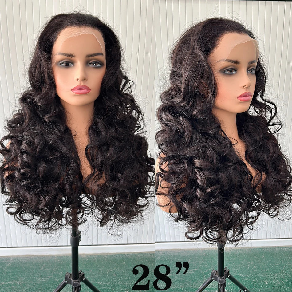100% Double Drawn Hair Bouncy Curly 13x4 HD Lace Frontal Wig 250 Density Glueless Wear And Go Loose Body Wave Lace Closure Wigs
