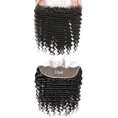 Deep Wave Hair 13X4 Lace Frontal Burmese Human Hair 8-20 Inch Preplucked 4x4 Transparent Lace Closure Human Hair 150% Density
