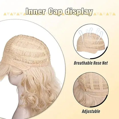 80s Long Curly Vintage Cosplay Wig with Bang for Women 60 70s Queen Synthetic Hair Wigs for Halloween Party