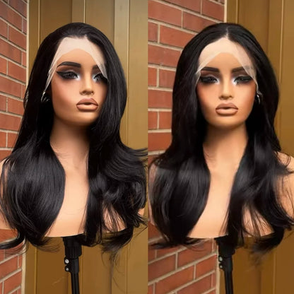 Black Lace Front Wig Long Natural Wave Synthetic Hair 13x4 Frontal Lace Wigs for Women Natural Hairline Daily Wear Cosplay