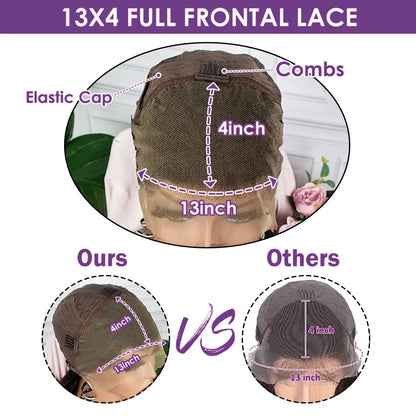 Dark Brown Short Bob Wigs Curly 13x4 Lace Frontal Human Hair Wigs 220% Density HD Transparent Lace Front Wig Colored #4 Lace Wig