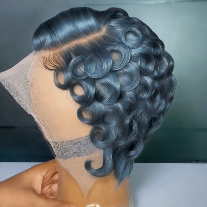 Women's Curly Human Hair Wig 13x4 Lace Frontal with Baby Hair Natural Looking Hair Replacement System