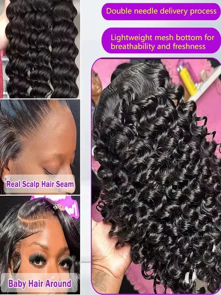 13x4 Hd Lace Frontal Wig Loose Deep Wave Curly Human Hair 100% Preplucked 13x6 Water Wave Front Wigs For Black Women Brazilian