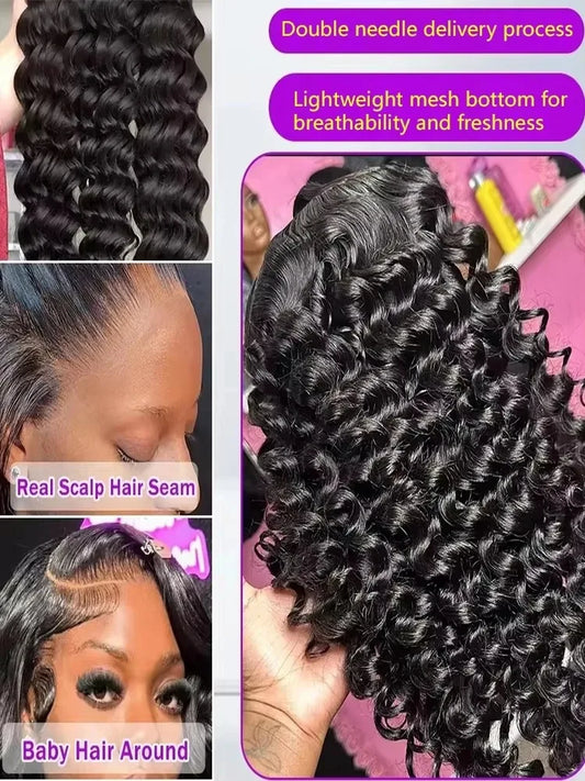 13x4 Hd Lace Frontal Wig Loose Deep Wave Curly Human Hair 100% Preplucked 13x6 Water Wave Front Wigs For Black Women Brazilian