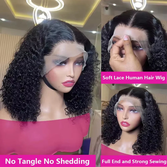 Brazilian Short Bob 100% Human Hair 13x4 Lace Frontal Human Hair Deep Wave 4x4 Lace Front Curly 5x5 Lace Closure Wigs For Women