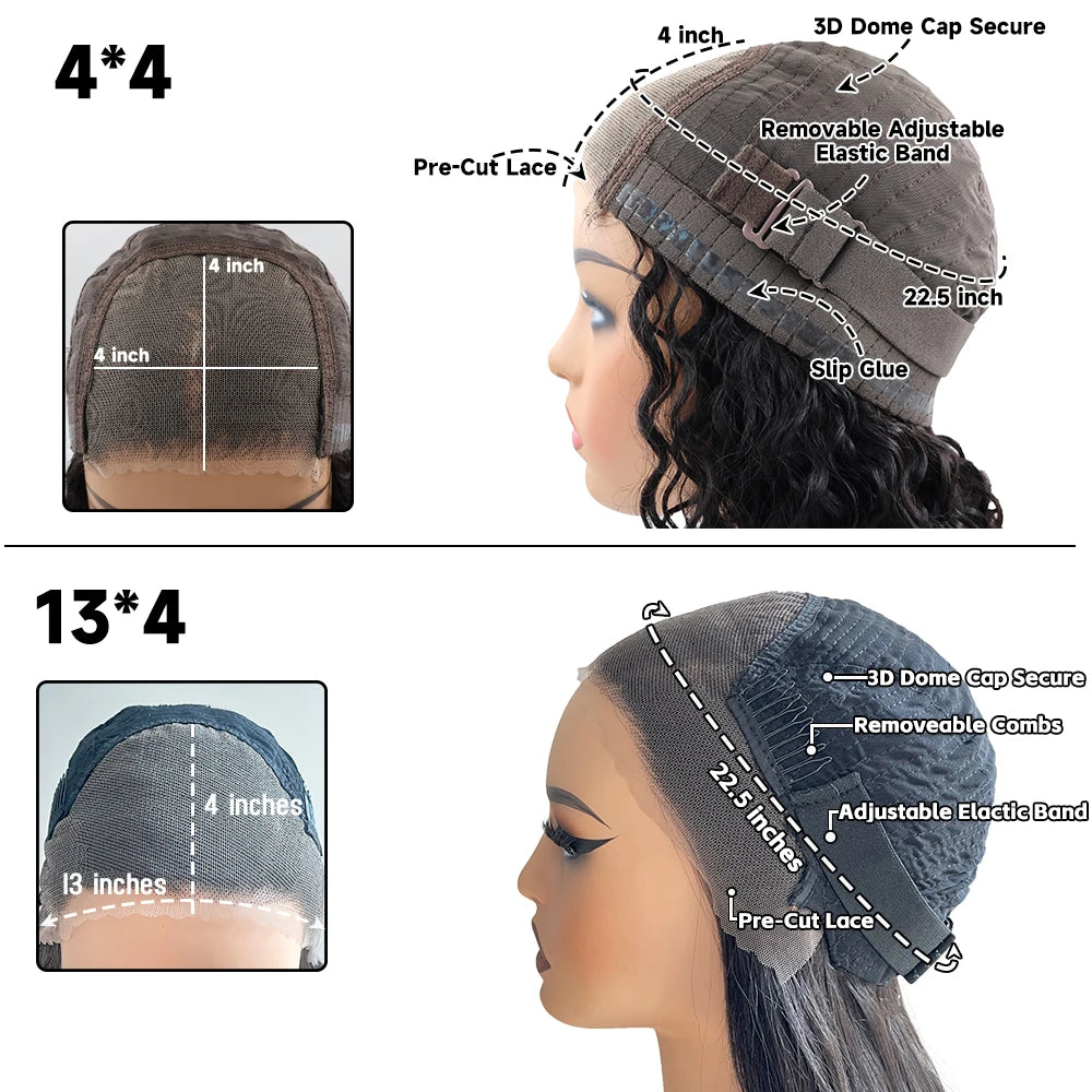 Ombre Brown Glueless Wigs Human Hair 250% Afro Curly Human Hair Wigs For Women Pre Plucked 13x4 Pre-Cut Lace Frontal Wig Virgin