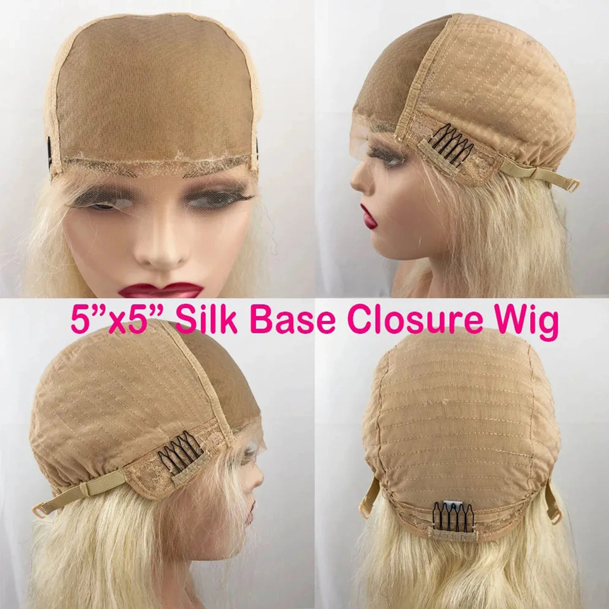 Deep Wave  613 Light Blonde Virgin Brazilian Human Hair Wig 5x5 Silk Top Closure Wig with Baby Hair Silk Base Curly Hair Wig