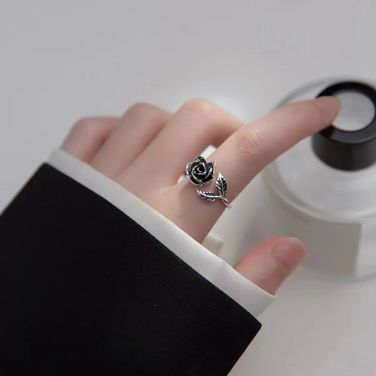 Vintage Jewelry Rings For Women Rose Flower Open Ring Temperament Luxury Wedding кольцо Party Gift Drop Shipping
