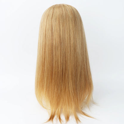 #27 Honey Blonde Human Hair Wig for Women 6x6inch Silk Top Wig with PU Around Real Virgin Hair Elastic Net Soft Medical Wig