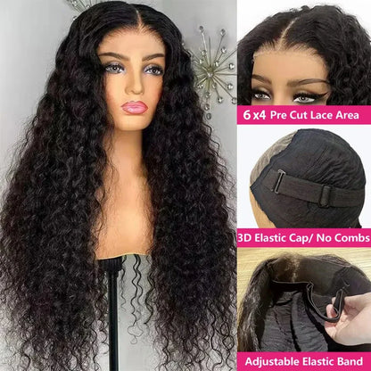 Glueless Wig Human Hair Ready To Wear Water Wave 13x6 HD Lace Frontal Human Hair Wigs Curly Lace Front Human Hair Wig PrePlucked