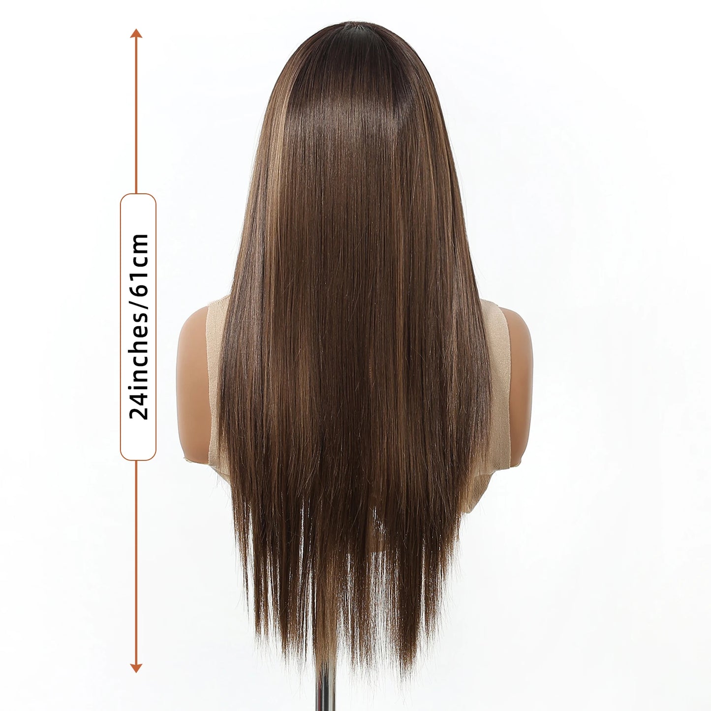 Topshe 30 Inch 13x6 HD Lace Front Wig Realistic Hand-Tied Pre-Plucked Hairline Long Straight Highlight Hair Wigs for Women